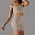 thumbnail image 4 of safuny Women's 2 Piece Sets Yoga Tracksuit Solid Color Summer Outfits Sleeveless Slim Tank Crop Tops Biker Shorts Casual Sports Running Stretchy Sweatsuit Trendy Khaki, 4 of 5