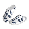 thumbnail image 2 of Xecao Navy Blue Anchors Print Cotton Slippers Fuzzy Warm Cozy Slippers Non Slip House Slippers For Indoor Outdoor Cotton Slippers House Slippers-11, 2 of 7