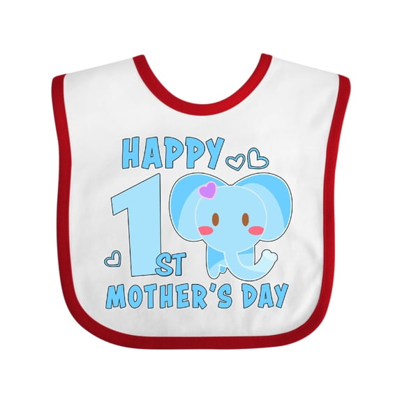 Inktastic Happy First Mothers Day with Elephant Boys or Girls Baby Bib