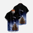thumbnail image 2 of IROINNID Hawaiian T-Shirt for Men Button Up Christmas Short Sleeve Shirt Funny Xmas Tree Print Vacation Shirt,Navy, 2 of 8