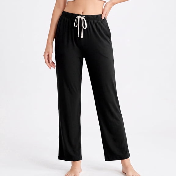 HEARTNICE Womens Cotton Pajama Pants, Soft Lounge Lightweight Sleep Pj Bottoms,(Black,S)