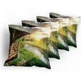 thumbnail image 5 of Ambesonne Nature Throw Pillow Cover 4 Pack, Wooden House by the Lake, 24", Multicolor, 5 of 7