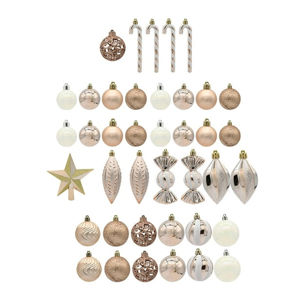 Juego de 40 Adornos Navideños con Forma de Bola, Colgantes Decorativos Irrompibles, Decoración para de Navidad para Celebraciones de año Nuevo E Dorado champagne