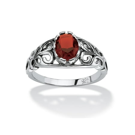 - Oval-Cut Birthstone Scroll Ring in Sterling Silver - October- Simulated Tourmaline