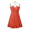 thumbnail image 4 of Kcodviy Robe Maxi à Fleurs en V pour Femmes 2025 Été Col Noué devant Bretelles Spaghetti Robes pour Dames Été Décontracté à Bretelles Robes de Plage Été Femmes Décontracté Boho Robe d'Été, 4 of 5