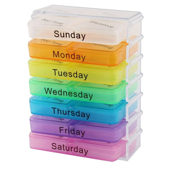 Household Travel Detachable Medication Reminder Daily Am PM Weekly  Organizer Box Case