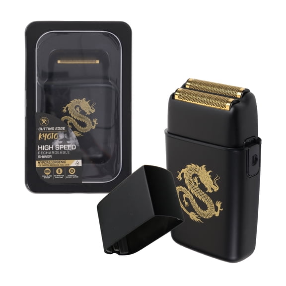 Cutting Edge Foil Shaver for Men, Dual Blade Electric Razor, Hypoallergenic Gold Foil, Rechargeable Portable Travel Shaver, Kyoto Edition, USB Charging, 80-Min Runtime