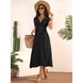 thumbnail image 3 of DARING DIVA Women Casual Sleeveless Wrap V Neck Midi Dress M Black, 3 of 6