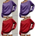 thumbnail image 2 of Street Drop Neck Loose Fit Sweatshirt Women's Oversized Long Sleeve Pullover Top Everyday Comfort Fabric, 2 of 8