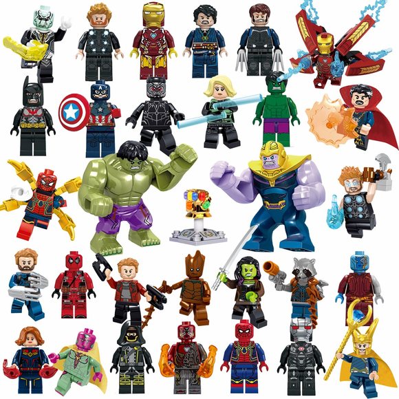 31-Piece Super Hero Building Blocks Set, Collectible 1.77-2.95 Inch Action Figures, Creative Toy Gift for Kids, ABS Plastic, OPP Bag Packaging