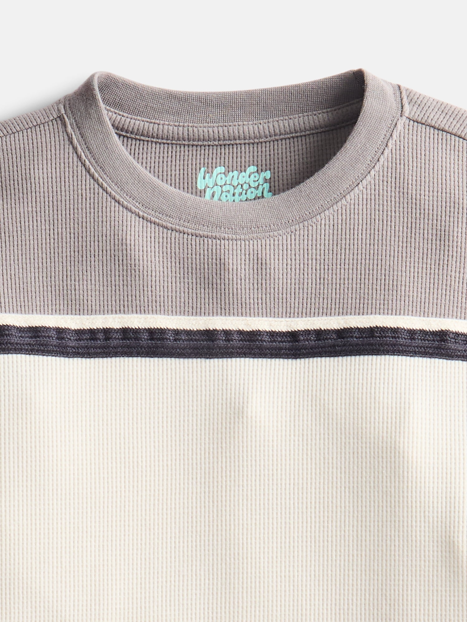 Wonder Nation Boys Sporty Waffle Tee with Long Sleeves, Sizes XS-XXL