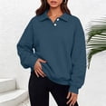 thumbnail image 5 of Women's Loose Casual Sweatshirts,2‑Button Collar Long Sleeve Solid Pullover Tops,Weekend Outing, 5 of 6