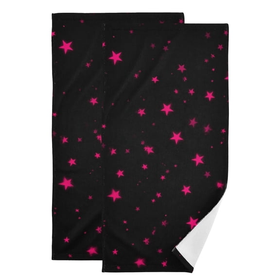 2-Piece Polyester cotton Towel Set Absorbent Bright Pink Stars Hand Towel Bath Towel Soft and Comfortable Machine Wash 28.3x14.4