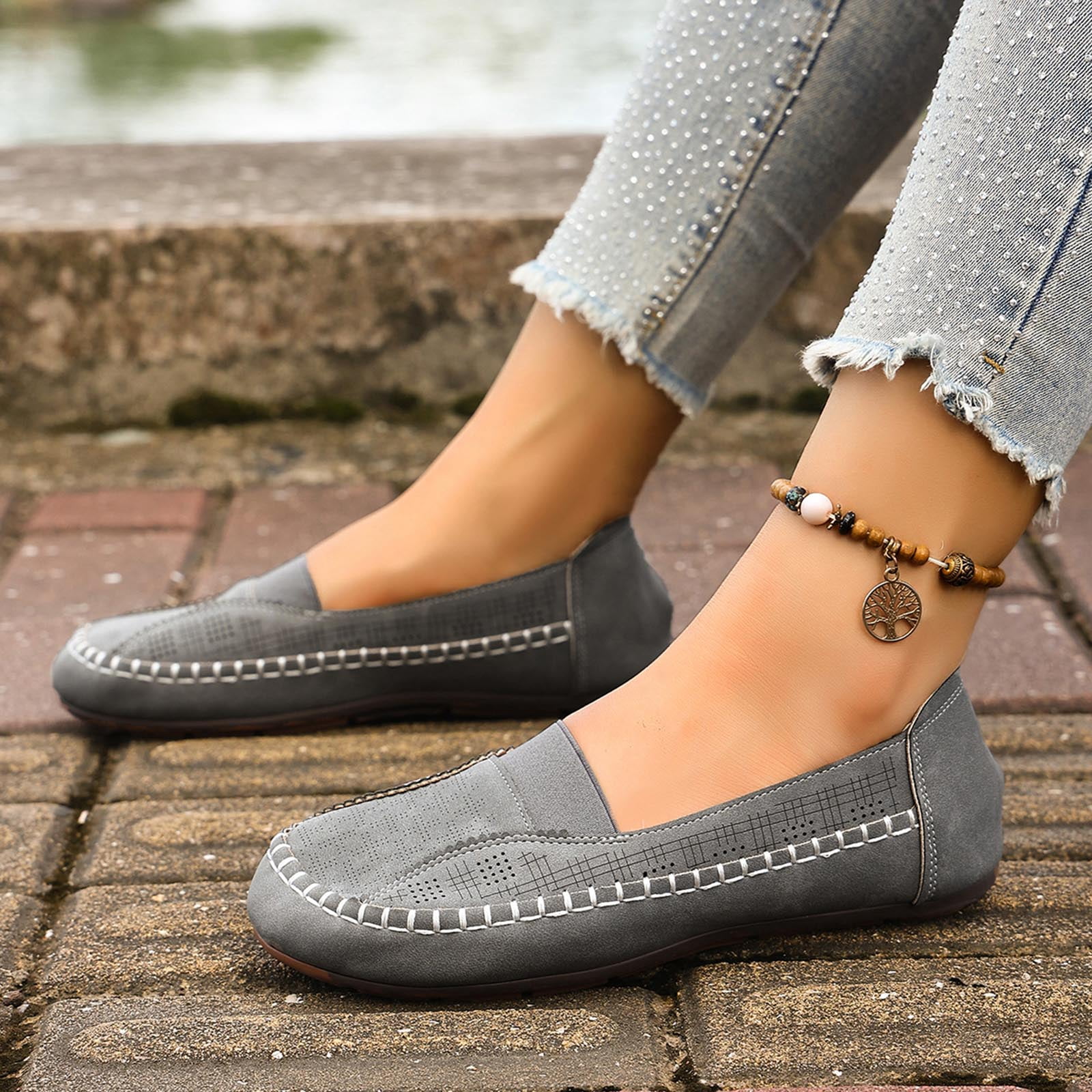 Chenyee Womens Casual Canvas Walking Shoes Comfortable Boat Loafers with Arch Support Slip On Sneakers