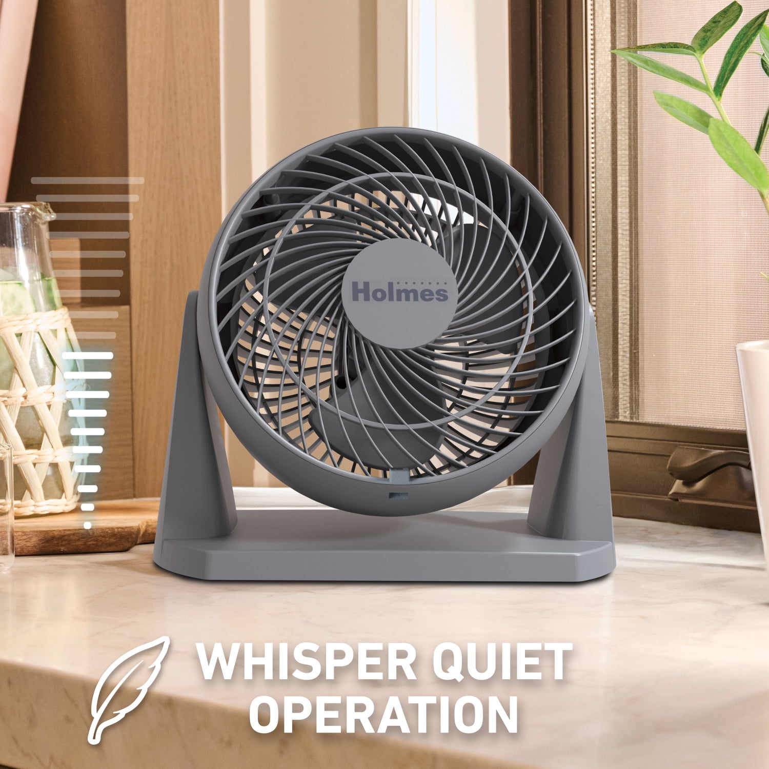 Holmes Blizzard 3-Speed Air Circulator Fan, 90° Adjustable Tilt, Removable Grill, Gray, 14086