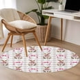 thumbnail image 4 of Round Rug 3.3Ft Washable Non-Slip, Easter Circle Area Rugs for Living Room Bedroom, Spring Pink Bow Rabbit Grey White Gingham Plaid Indoor Floor Mats Carpet Runner for Home Decor Aesthetic, 4 of 8