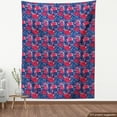 thumbnail image 4 of Ambesonne Floral Fabric by the Yard Upholstery, Rose Look Flowers Leaves Art, 5 Yards, Hot Pink Dark Sky Blue, 4 of 5