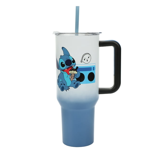 Lilo et Stitch Gobelet en Acier Inoxydable Ombré Chilled Vibes Stitch 40 oz avec Poignée et Paille