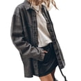thumbnail image 4 of Womens Oversized Jean Jacket Casual Button Up Denim Overshirt Trendy Long Sleeve Denim Jacket Coat, 4 of 8