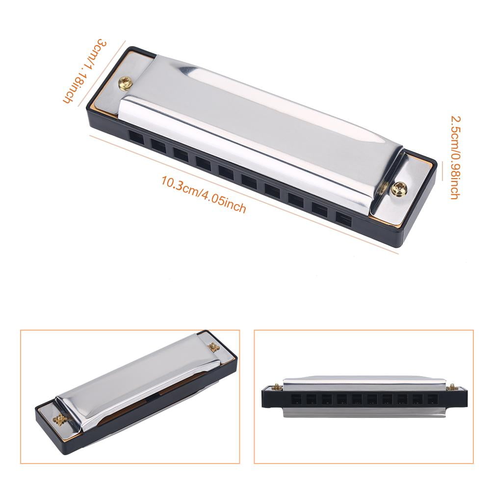 Domqga 10 Hole Metal Harmonica Children Toy Blue Rock Jazz Folk ...