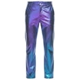 thumbnail image 4 of JAJAHO Metallic Disco Pants Mens Shiny Straight Leg Casual Trousers Rave Party Dance Club Night Out Flat-Front Trendy Trousers, 4 of 4