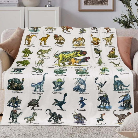 Dinosaur Blanket for Boys - Jurassic Dino Kids Teens Sofa Bed Plush Blanket, Soft Cozy Flannel Blanket Dinosaur Room Decor Gifts for Boys 50x60 Inches