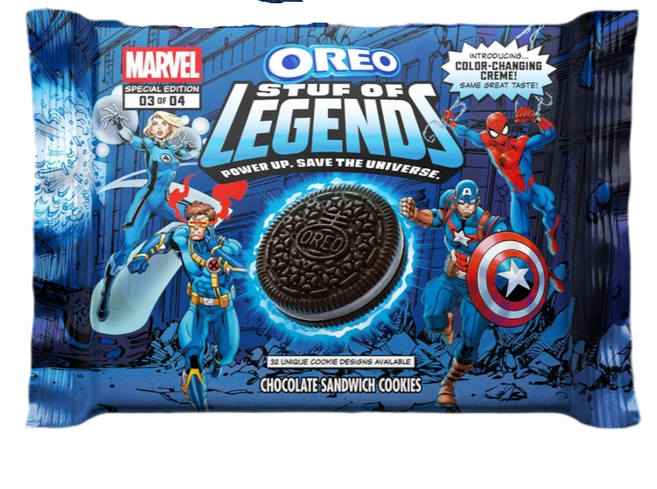 Oreo Marvel Stuf of Legends Special Edition Sandwich Cookies, Pack of THREE, 10.68oz Ea