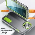 thumbnail image 4 of JTCASES Compatible with iPhone 14 Case Heavy Duty Protective Rugged Phone Case, Full Body Anti-dust Shockproof Drop Proof Armor Durable Cover Case for iPhone 14 6.1 inch, Gray/Green, 4 of 10