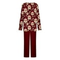 thumbnail image 4 of Hueook Christmas Pajamas for Women Women Fashionable Christmas Printed Round Neck Button Up Long Sleeved Pants Pajama Set Red 3X, 4 of 5