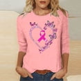 thumbnail image 2 of Hurxie Breast Cancer Shirt Women Breast Cancer Awareness Pink Ribbon T-Shirt Cancer Survivor V-Neck Tops Pink,S, 2 of 5