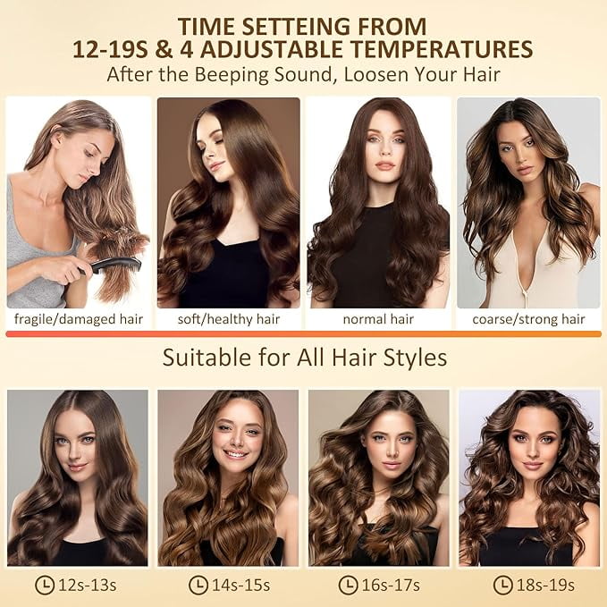RKXQT Automatic Curling Iron, Hair Curler 1" Large Slot, 4 Temperature Settings, 12s-19s Timers, Dual Voltage, Anti-Scald, Anti-Tangle, Auto Shut-Off, LCD Display, Fast Heating Easy for Use, Black