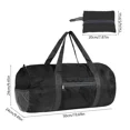 thumbnail image 3 of Round Barrel Bag Foldable Lightweight Packaway Sports Gym Duffle Holdall,Black,Medium, 3 of 7