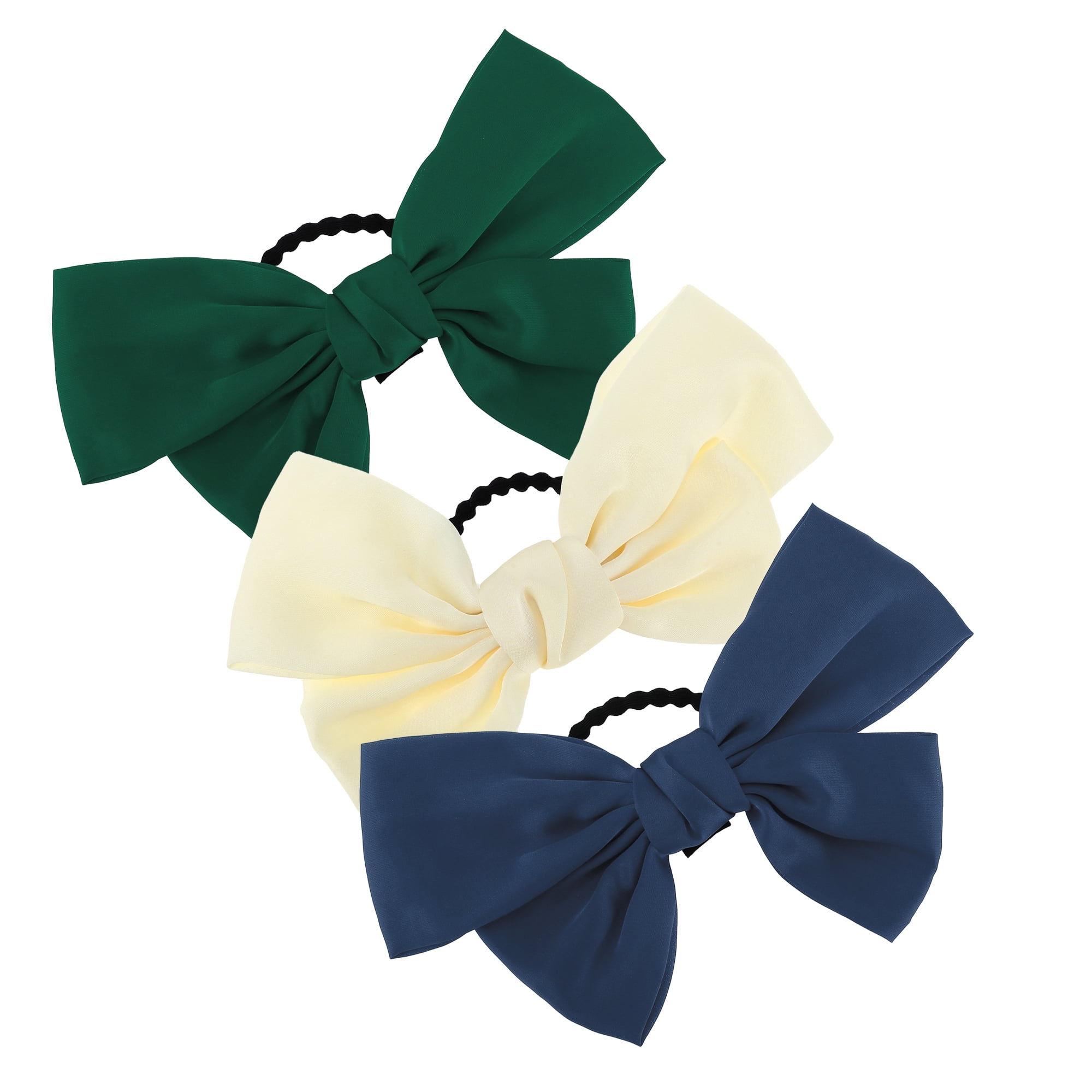 NOMADIC NOOK 3 Pcs Bowknot Hair Rope Hair Scrunchies for Women for Girls Green&Navy Blue&Beige