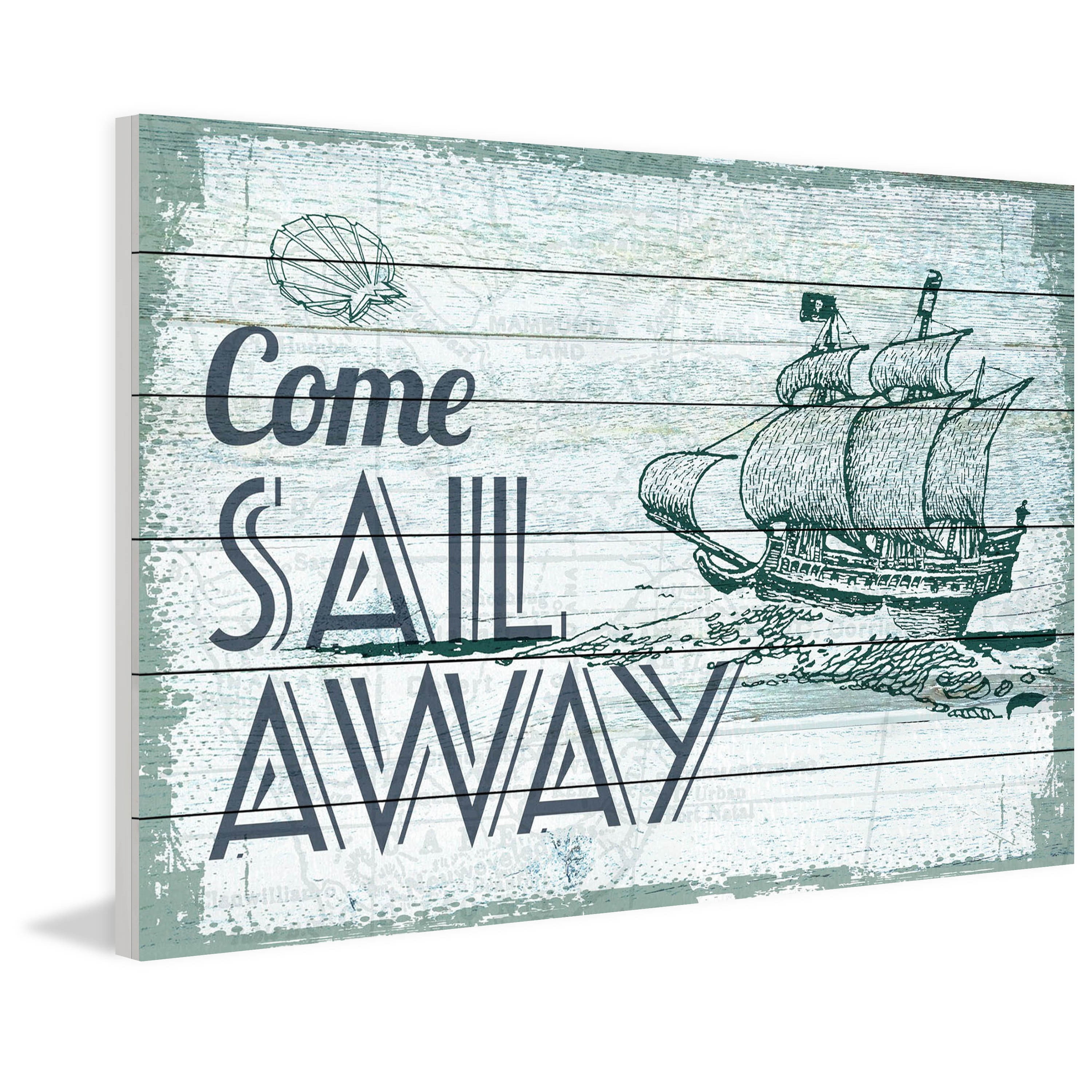 Marmont Hill "Come Sail" Painting Print on White Wood