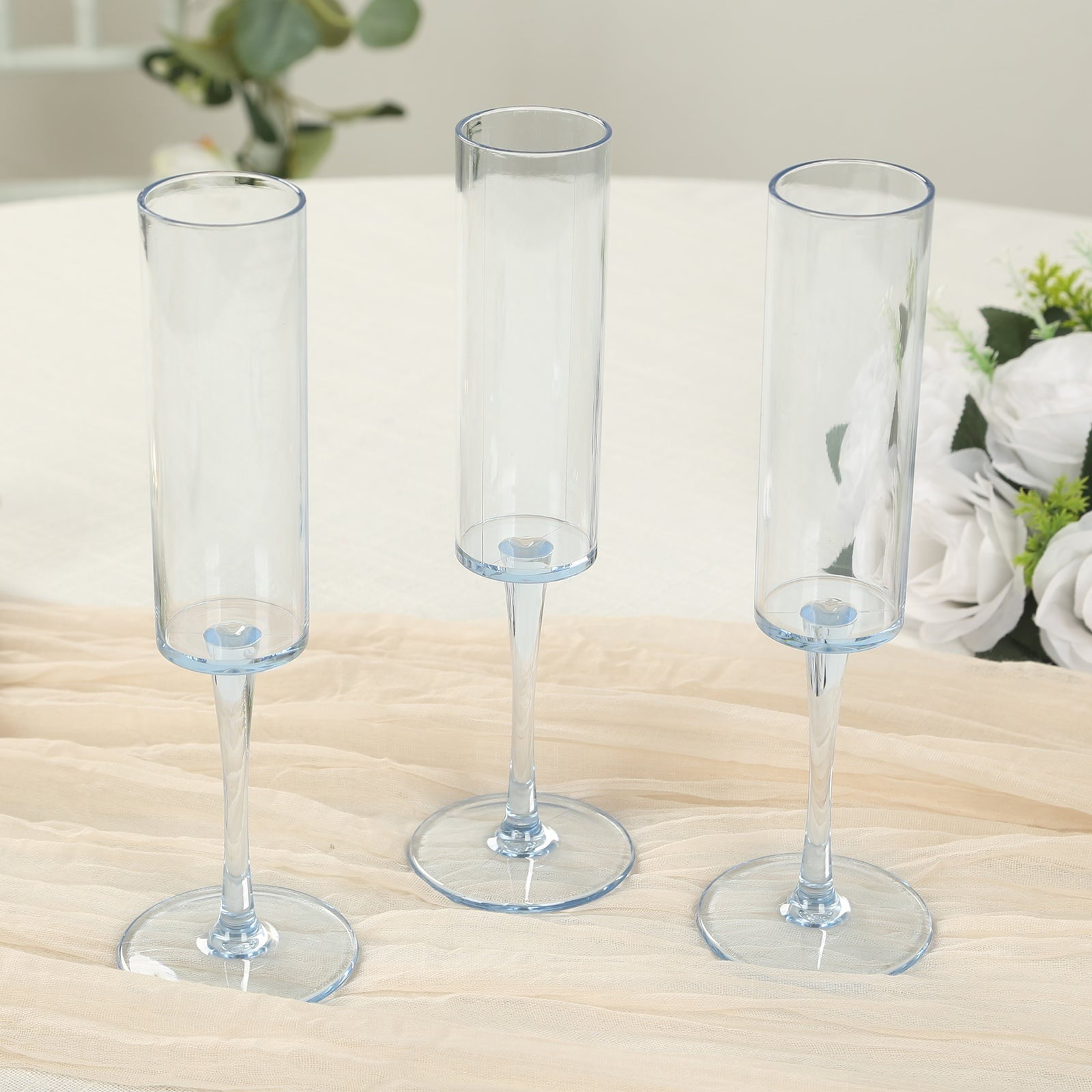 BalsaCircle 6 Dusty Blue 6 oz Cylindrical Reusable Plastic Champagne Flutes Wedding Party Events Reception Tableware Decorations