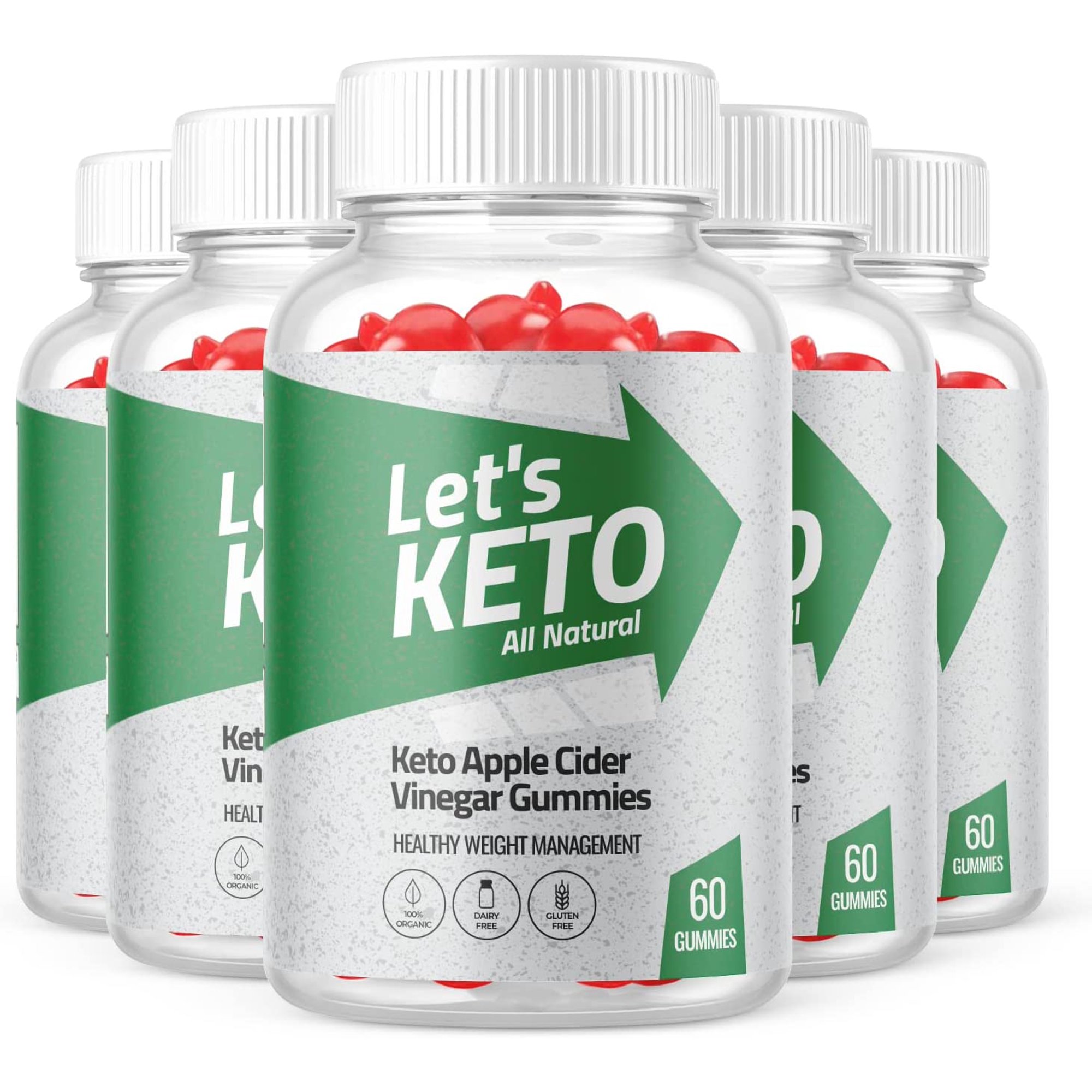 (5 Pack) Let's Keto ACV Gummies - Supplement for Weight Loss - Energy & Focus Boosting Dietary Supplements for Weight Management & Metabolism - Fat Burn - 300 Gummies