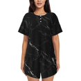 thumbnail image 1 of Balery Black Marble Texture Abstract Conjunto de Pijama para Mujer con Estampado, Dos Piezas de Manga Corta y Shorts, Ropa de Dormir Suave con Cuello Redondo y Bolsillos-Medium, 1 of 6