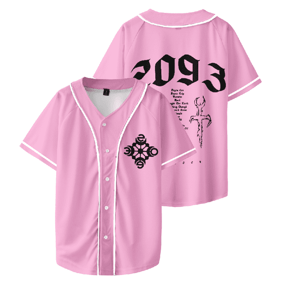 Yeat 2093 Album Baseball Jersey V-neck Pink Tee Shirt Streetwear