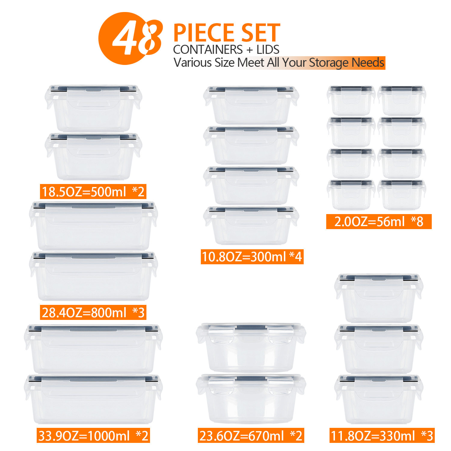 TAIMASI 48-Piece Plastic Food Storage Container Set photo 4