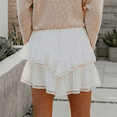 thumbnail image 4 of SOMER Womens Skorts Flowy Mini Skort Boho Ruffle Crochet Tiered Casual Summer Skirt with Shorts Underneath White, 4 of 6