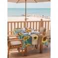 thumbnail image 2 of Outdoor Tablecloth with Umbrella Hole for Patio/Picnic/Party/Camping, Cute Pig Waterproof Table Cloth Rectangle Table Cover Washable, Yellow Sunflowers Teal Brown Wooden Vintage Art (60"x 120"), 2 of 8