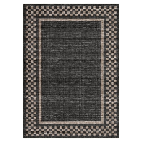 2x6FT Modern Washable Area Rug for Living Room, Bordered Print Floor Rug with Non Slip Backing, Low Pile Stain Resistant Indoor Carpet for Dorm