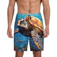 thumbnail image 1 of Balery Colorful Underwater Sea Turtle Pantalones cortos de pijama de punto de algodón para hombre con cinturilla y bolsillos-4X-Large, 1 of 6