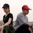 thumbnail image 4 of 57-61cm cap circumference adjustable big head circumference baseball cap soft top men and women summer solid color face capWine red, 4 of 5