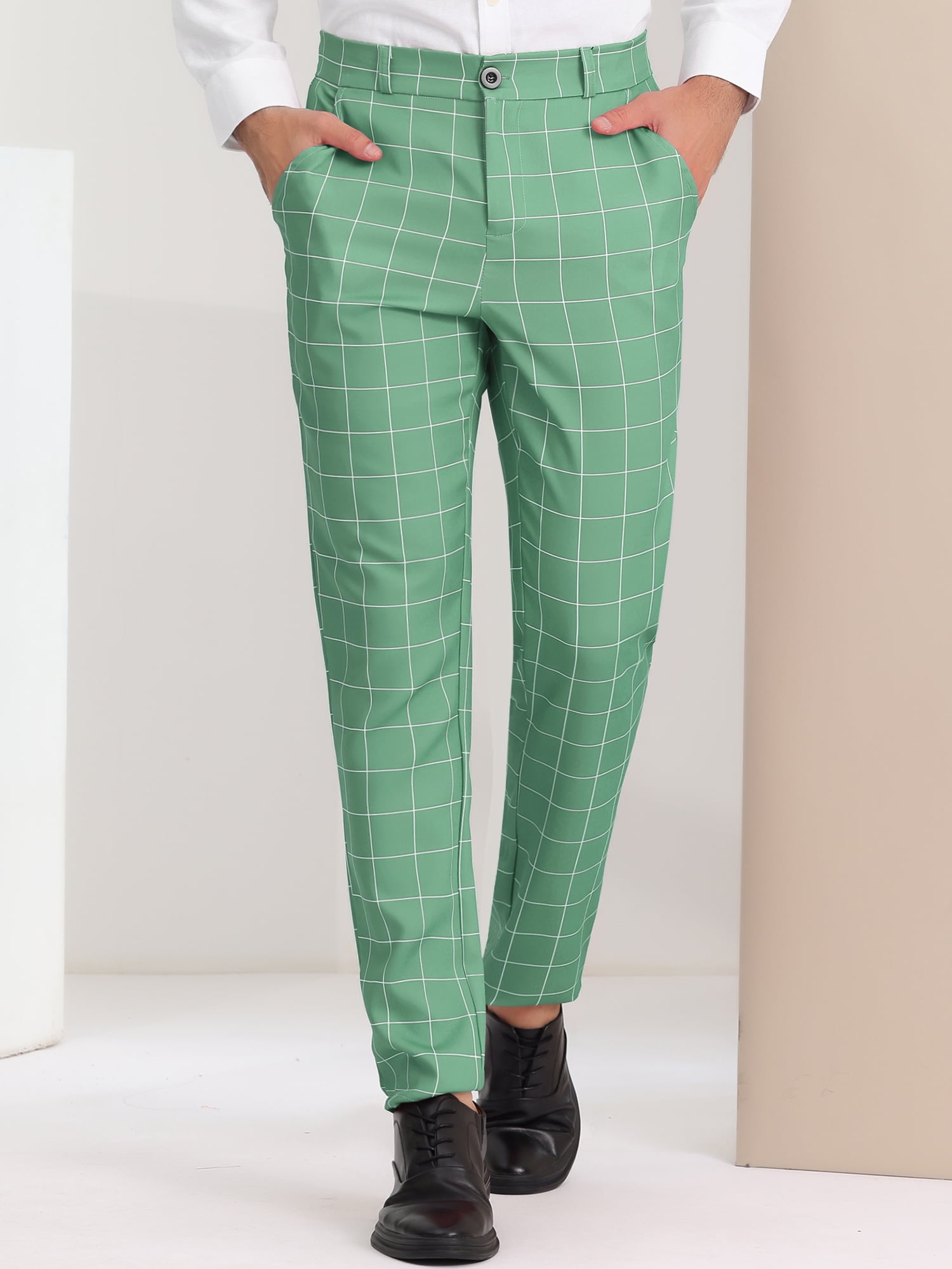 Neon green shop plaid pants