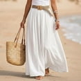 thumbnail image 2 of Vynhevius Womens Solid Belted Skirt Elastic Waist Flowy Casual Maxi, 2 of 6