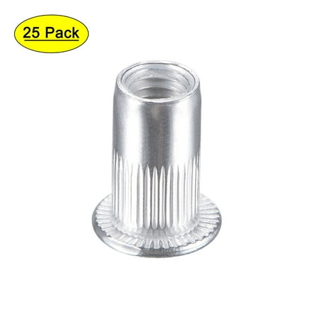 

M5 Rivet Nuts Aluminium Alloy Knurled Flat Head Threaded Insert Nut Silver 25 pcs