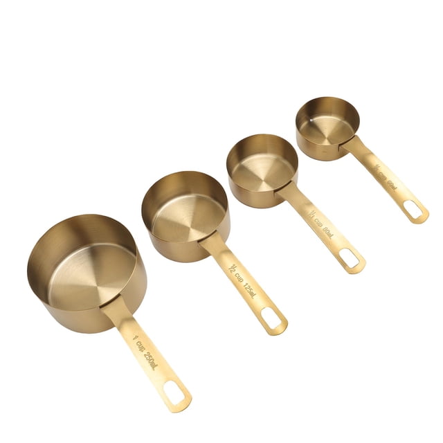 Juego De Tazas Medidoras De Acero Inoxidable, Tazas Medidoras De Acero Inoxidable Apilables Que Ahorran Espacio, 60 Ml, 80 Ml, 125 Ml, 250 Ml, Versátiles Con Orificio Para Cocina