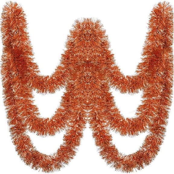 150 FT Orange Tinsel Garland Christmas Holiday Tinsel Garland Halloween New Year Birthday Party Decorations, Tinsel Twist for Christmas Tree Decoration (Orange)