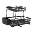 thumbnail image 1 of Soporte de utensilios de secado de platos Organizador multipropósito de cocina de 2 niveles con bandeja de goteo Pastel de placas para la barra de uso, 1 of 8